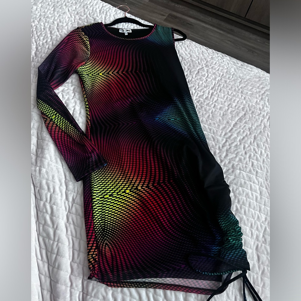 Color/Patterned One Sleeve Dress